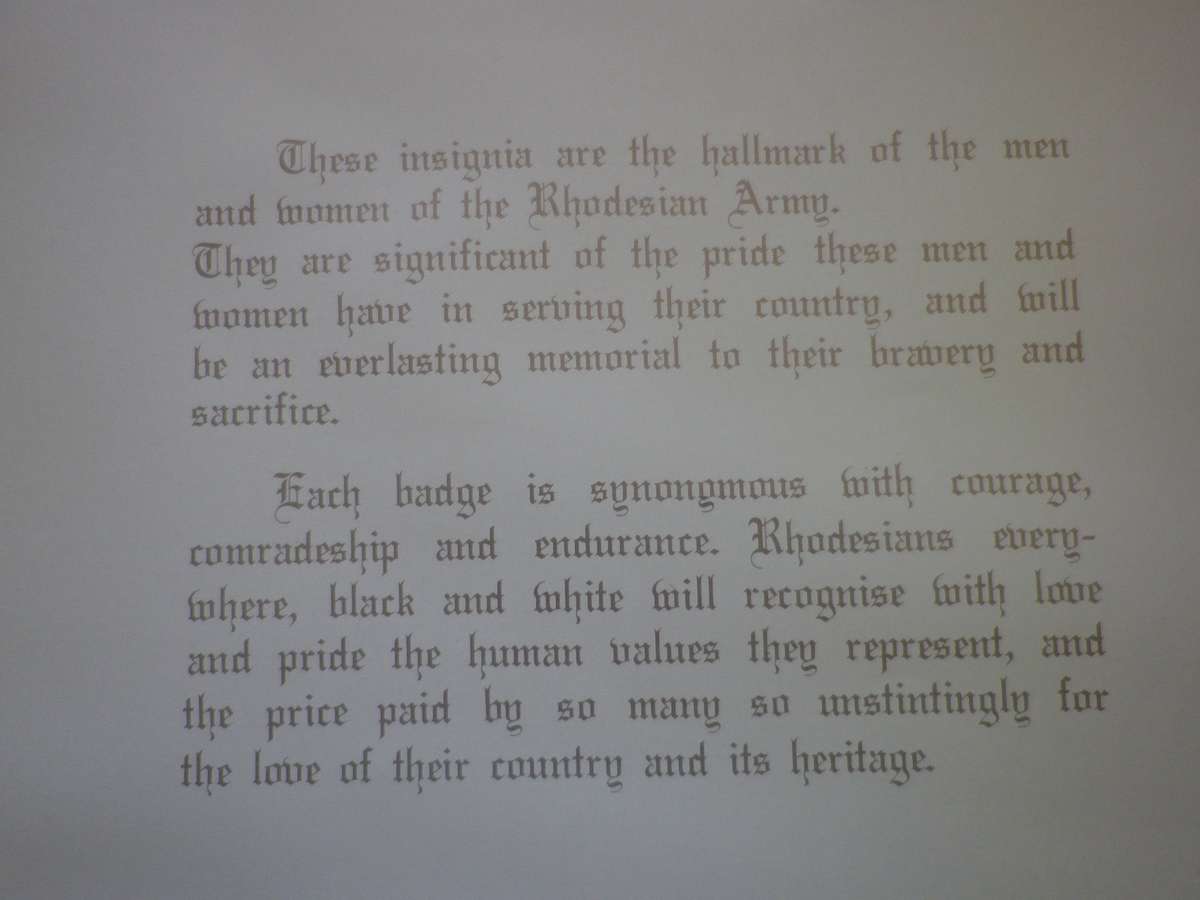 RHODESIAN ARMY - UNITS + BRIGADES ORIGINAL SIGNED POSTER  - NO 375/1000  - BY WO2 CROUS  (8956)