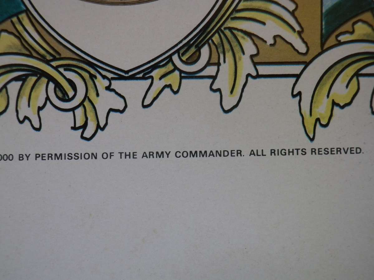 RHODESIAN ARMY - UNITS + BRIGADES ORIGINAL SIGNED POSTER  - NO 375/1000  - BY WO2 CROUS  (8956)