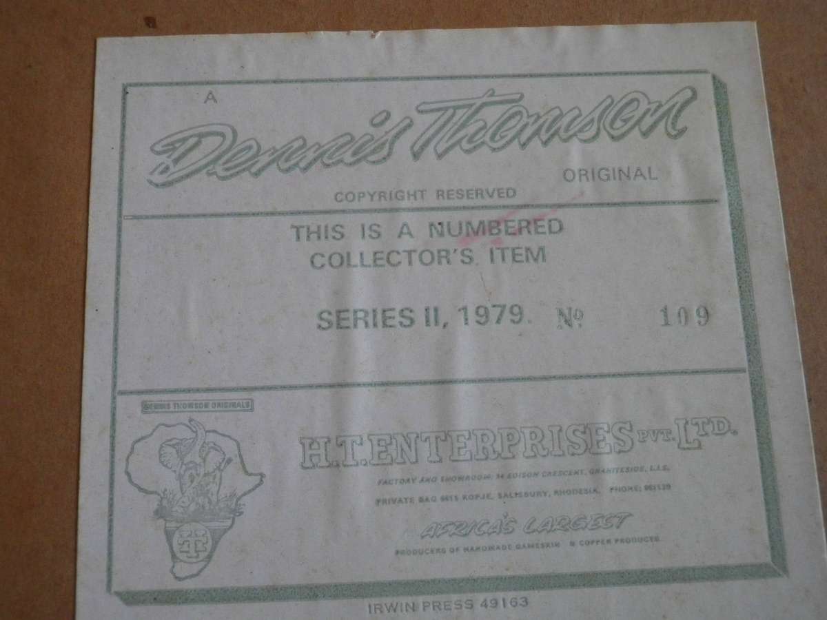 RHODESIAN OPERATIONAL AREAS PLAQUE - DENNIS THOMSON LTD EDITION #109 - SIZE 23x 35cm (405)
