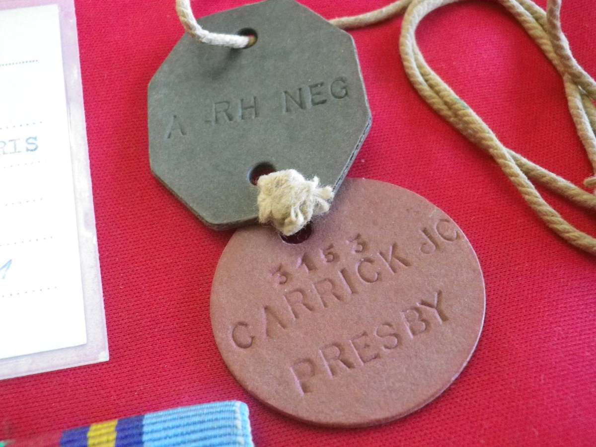 RHODESIAN RhGSM + Z.I.M TO 3153 SGT J.C. CARRICK + ID + DOG TAGS - SEE BELOW   (221)