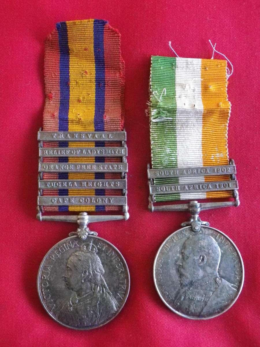 BOER WAR QSA + KSA MEDAL PAIR TO  - 2744 W ASHFORD, SOMERSET LIGHT INFANTRY - SEE/READ BELOW(4219)
