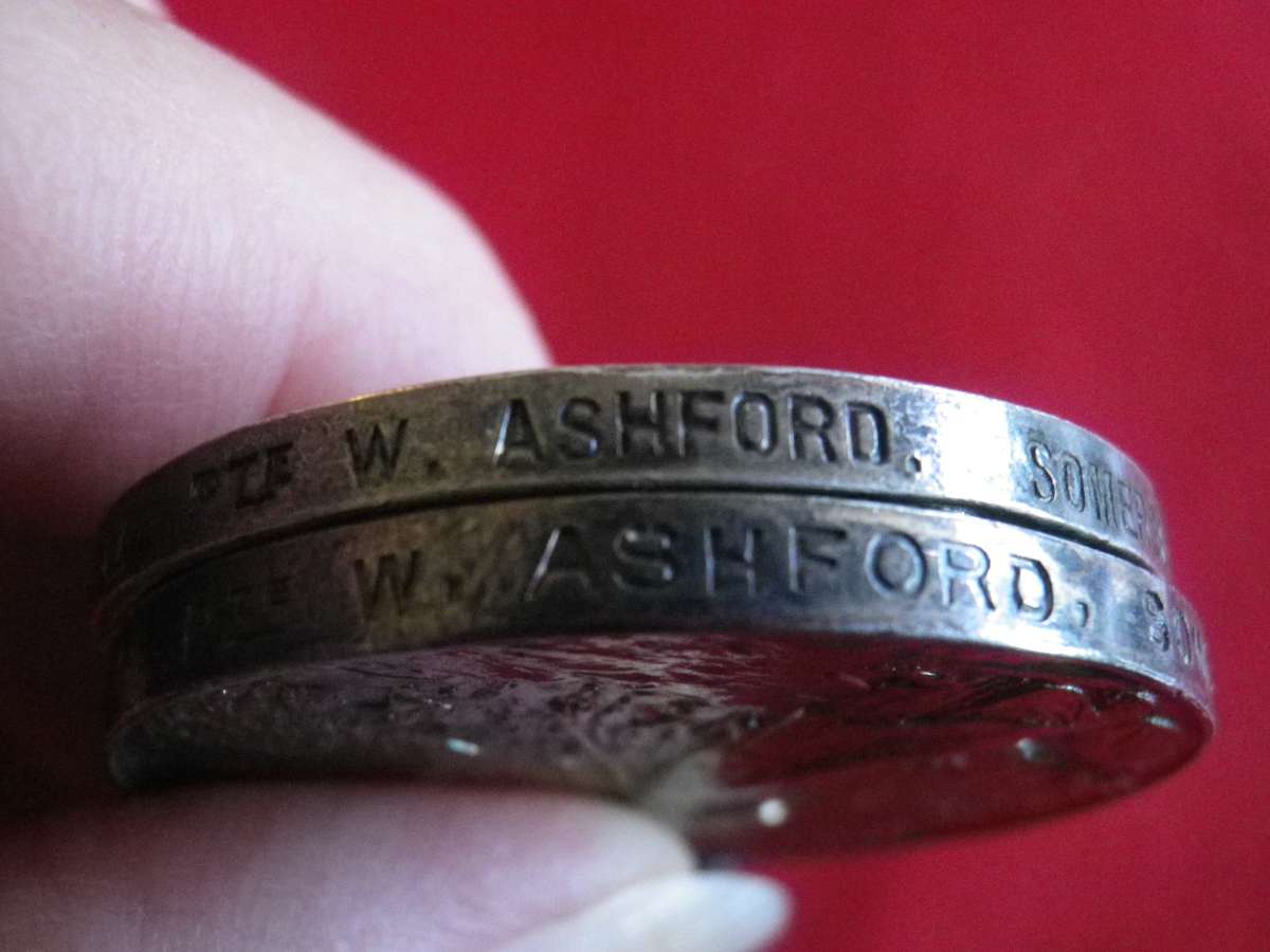 BOER WAR QSA + KSA MEDAL PAIR TO  - 2744 W ASHFORD, SOMERSET LIGHT INFANTRY - SEE/READ BELOW(4219)