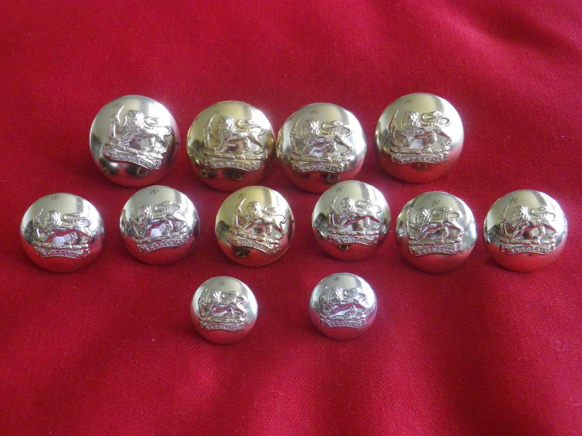 RHODESIAN ARMY - NEAR FULL SET GOLD ANODISED BUTTONS ODS 23/19/15mm     (5027)
