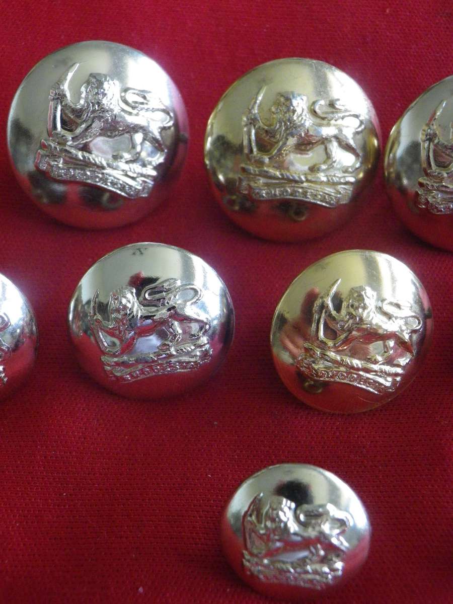 RHODESIAN ARMY - NEAR FULL SET GOLD ANODISED BUTTONS ODS 23/19/15mm     (5027)