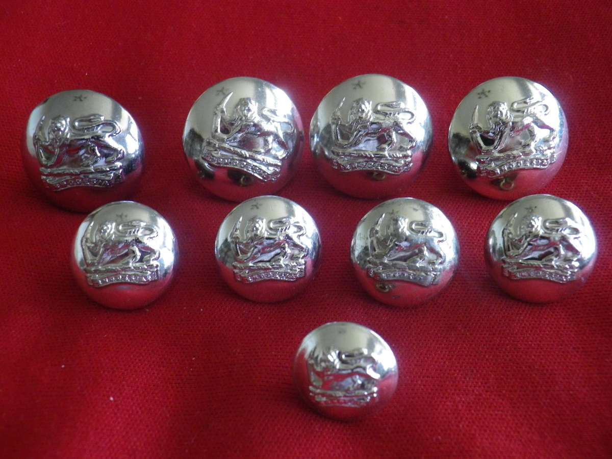 RHODESIAN ARMY - MIXED LOT 9 X SILVER ANODISED BUTTONS OD'S 19/15/13mm   (5026)