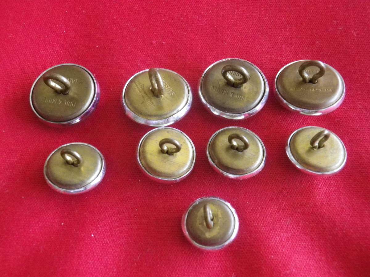 RHODESIAN ARMY - MIXED LOT 9 X SILVER ANODISED BUTTONS OD'S 19/15/13mm   (5026)