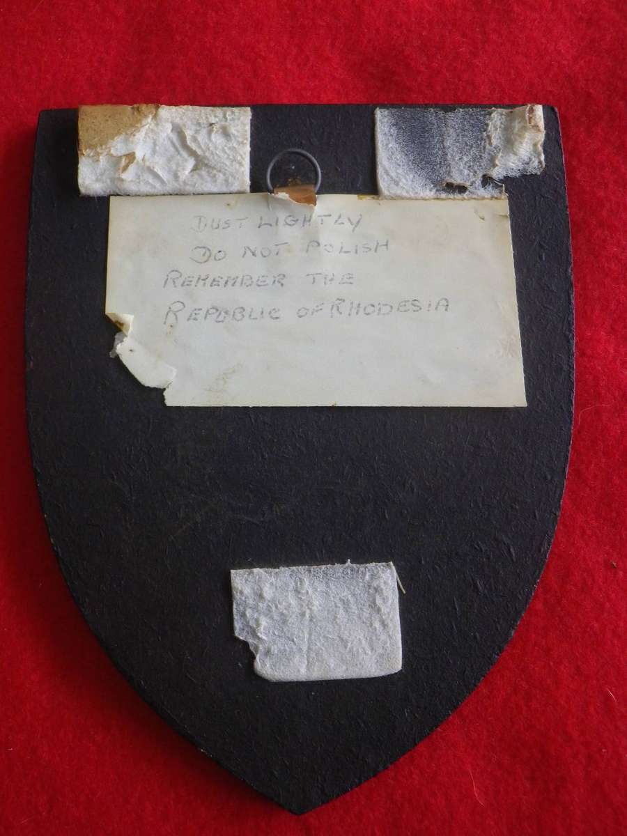 "REMEMBER THE REPUBLIC OF RHODESIA" COAT OF ARMS PLAQUE    (310)