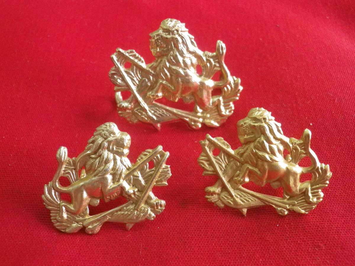 RHODESIA BSAP - ANODISED CAP + FACING PAIR COLLAR BADGES 1971-81      (308)