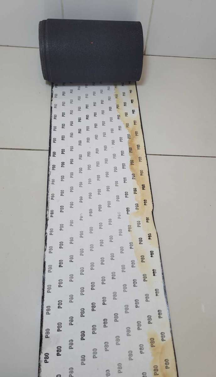 UNUSED... P80 Abrasive Sanding Paper Roll. (2m x 30 cm). Water-Stained On Edge. Bid Per 2-Meter Roll