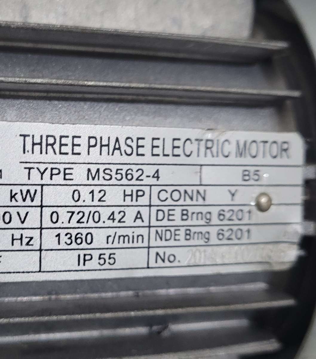 UNUSED 0.09Kw BMG 3-Phase Electric Motor. 0.12Hp, 1360 R/per Min