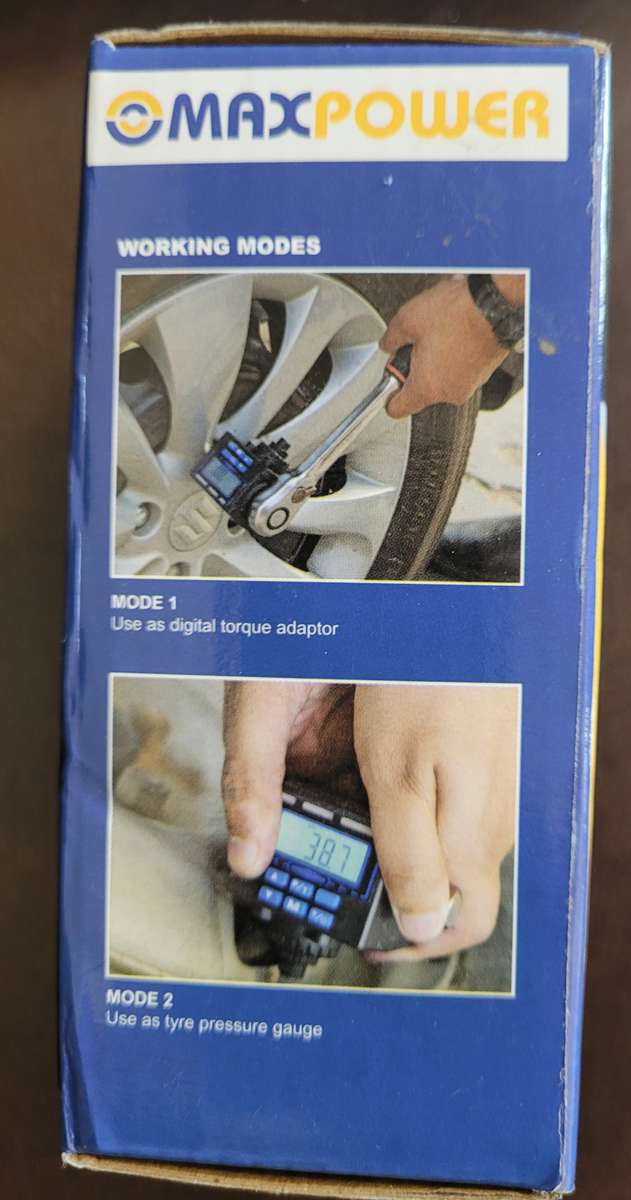 NEW. Digital 12" Torque Adaptor With Tyre Pressure Gauge (With Outer Box as pictured -No Inner Case)