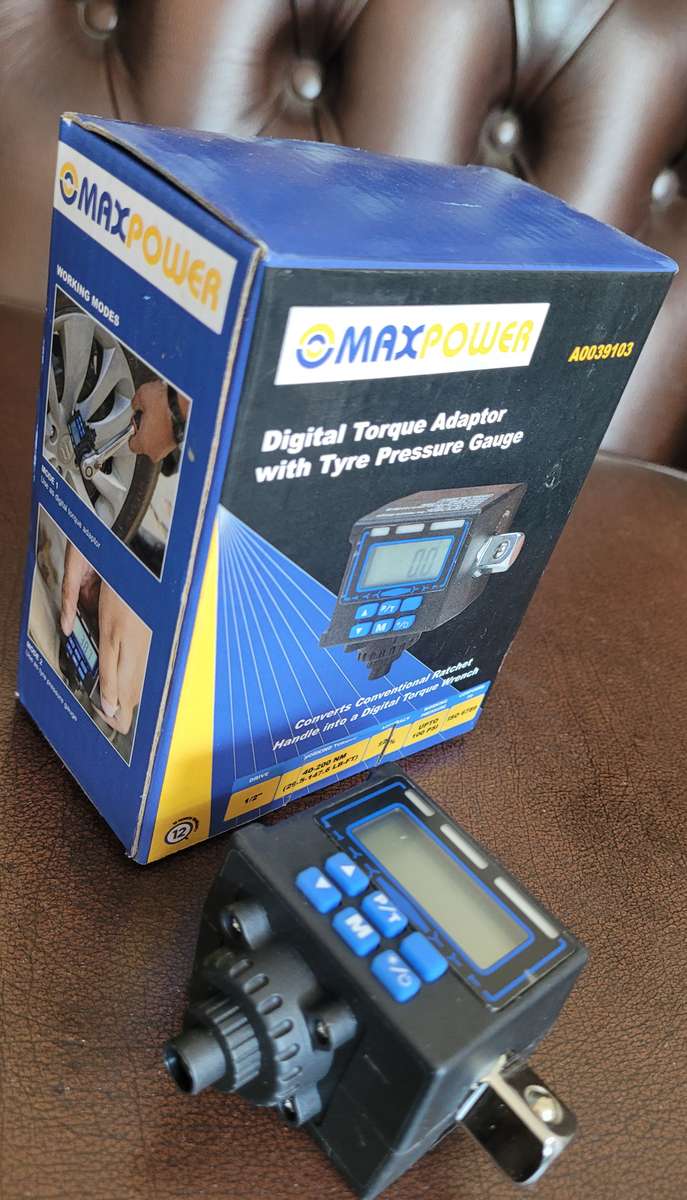 NEW. Digital 12" Torque Adaptor With Tyre Pressure Gauge (With Outer Box as pictured -No Inner Case)