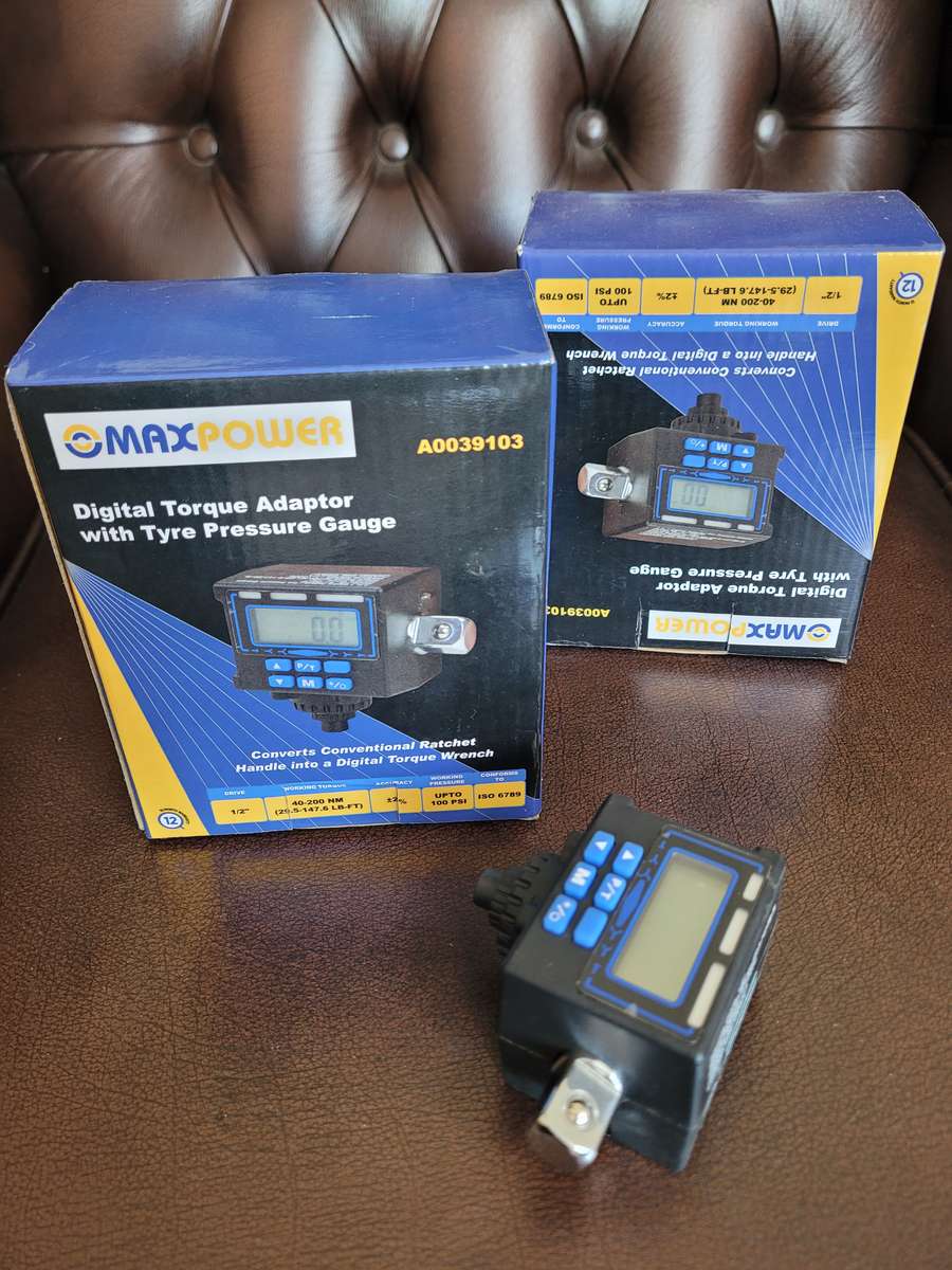 NEW. Digital 12" Torque Adaptor With Tyre Pressure Gauge (With Outer Box as pictured -No Inner Case)