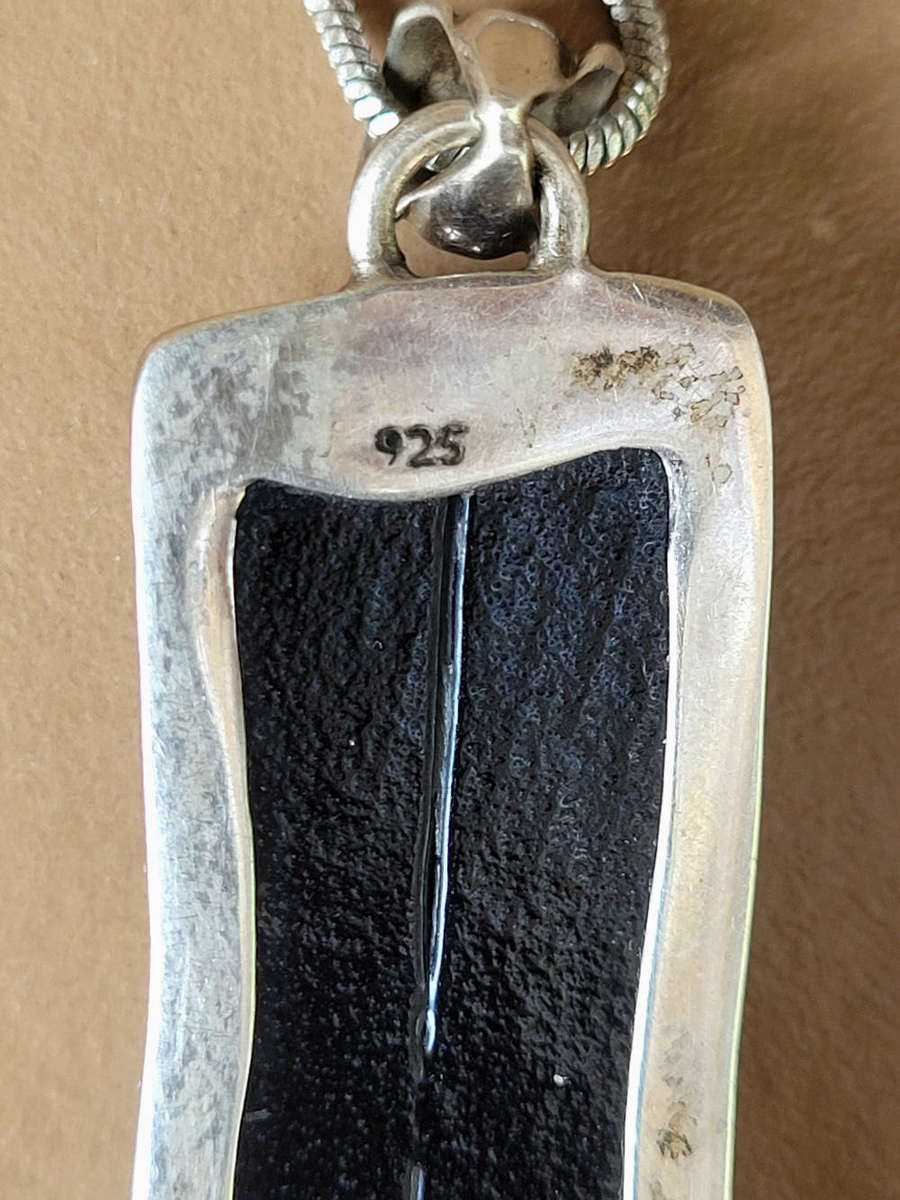 925 Superb Sterling Sliver Dichroic-Glass Pendant/Necklace  (45x4x20)mm