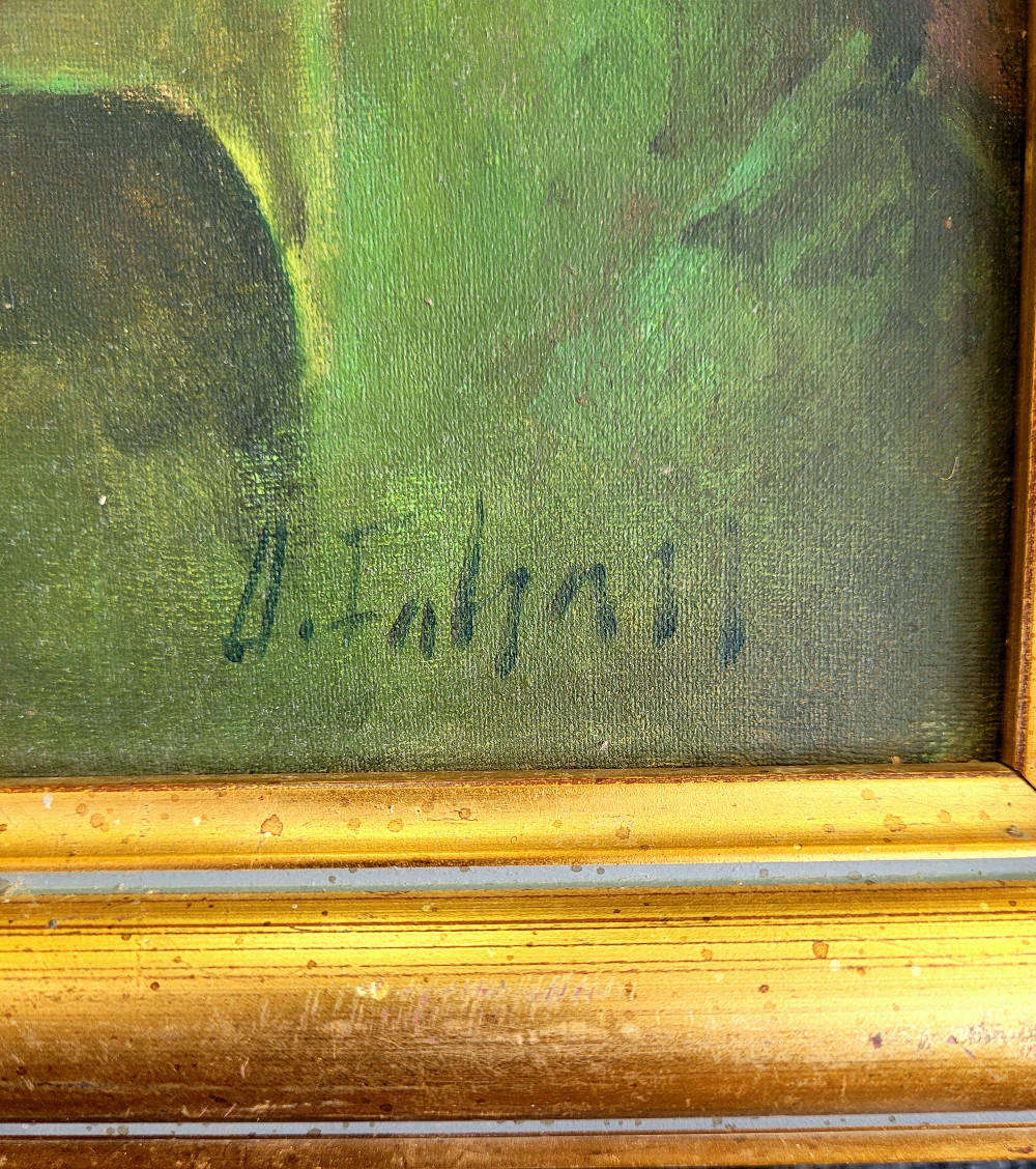 Signed Oil-On-Canvas Portrait (34 x 26)Cm. Depicts An Old Homeless Man