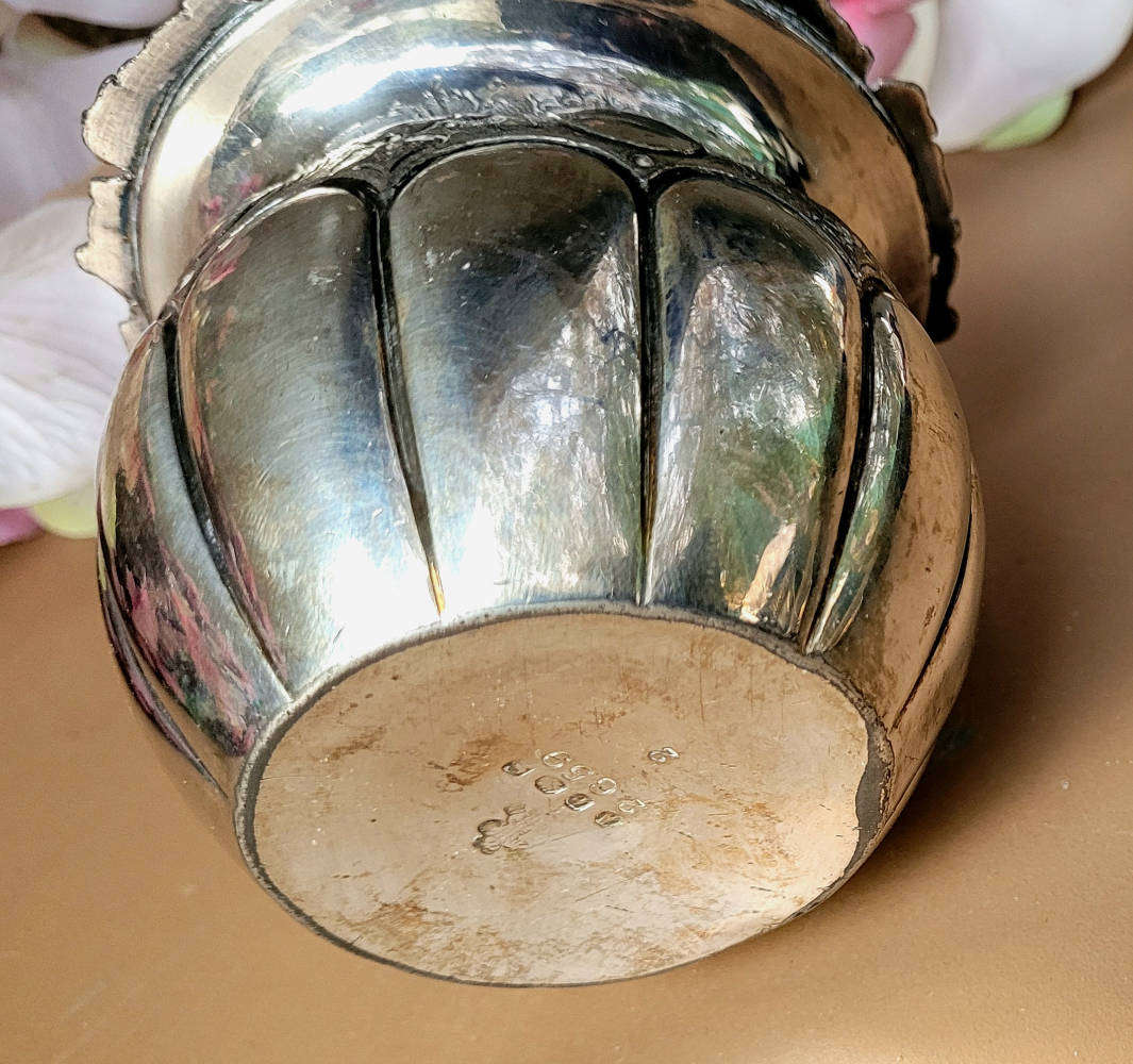 RARE... Old HALL-MARKED Silver-Plated Mini Vase. (Please see Pics Of Maker`s Marks on item Base)