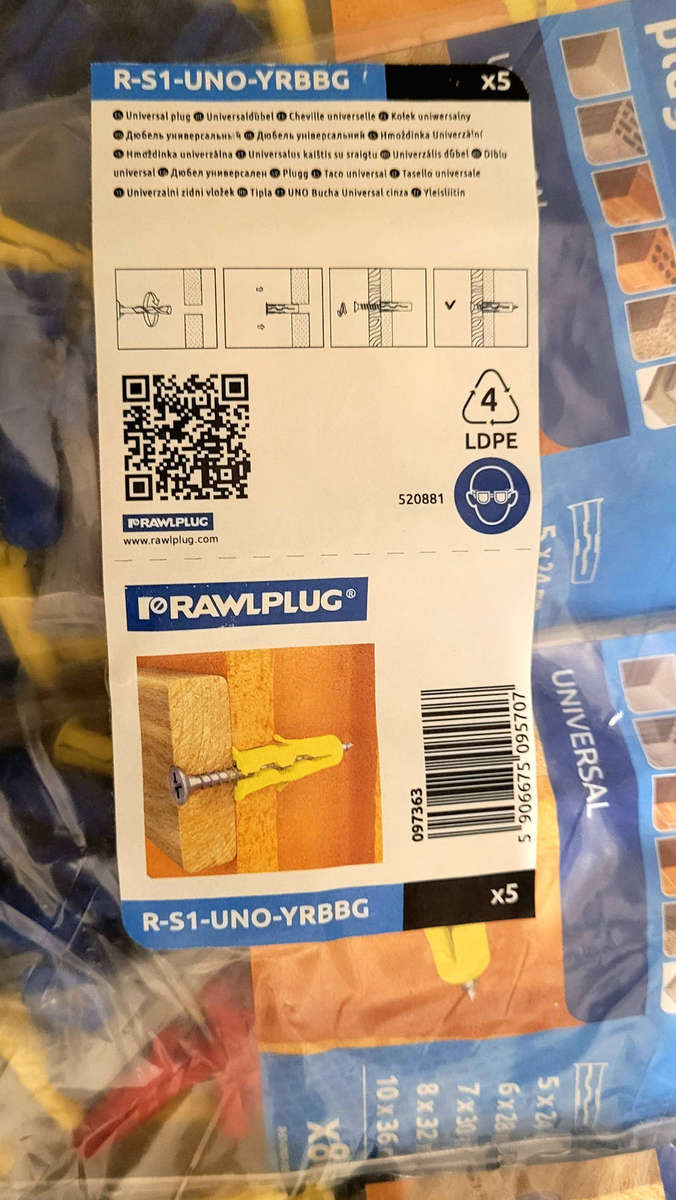 PRAWLPLUG  Uno Multipurpose 80 Plugs-Pack. Bid Per Pack - (To Take ALL 5 Packs)