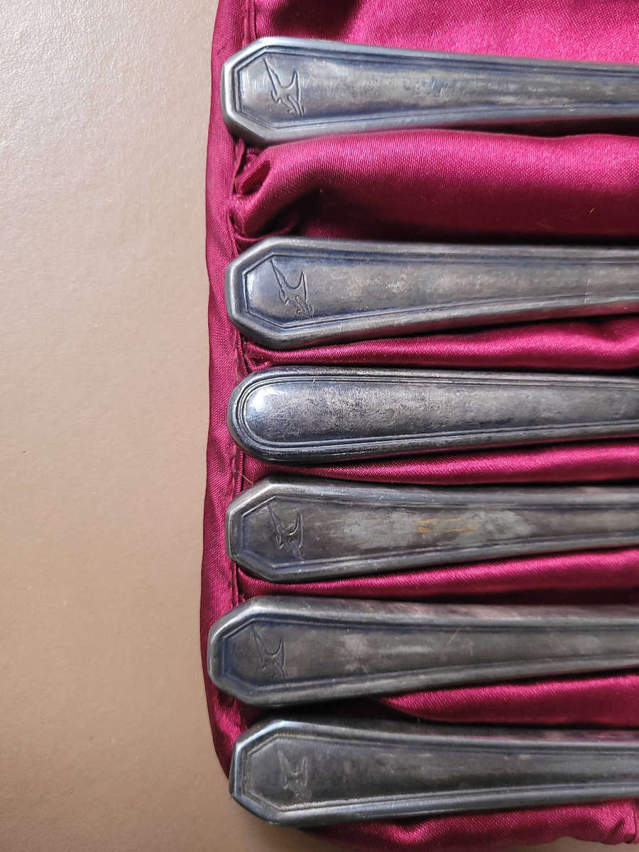 Valuable Silver-Plated Pegasus Dinner Knives Collection In Velvet Wrapper-As Pictured. (Bid Per Lot)