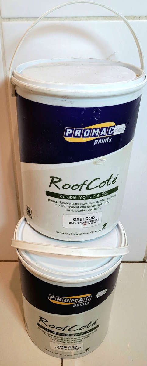 5L  PROMAC (OXBLOOD COLOUR) Roof Cote`  Paint (Bid Per Piece-To Take Both)
