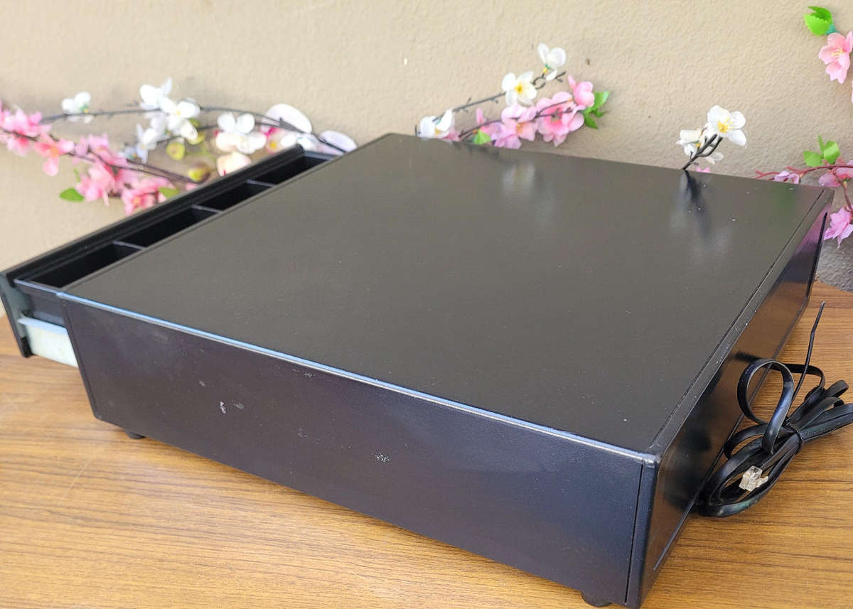 POS Cash Drawer. COM Cable Still Attached. (Unlocked-No Keys).