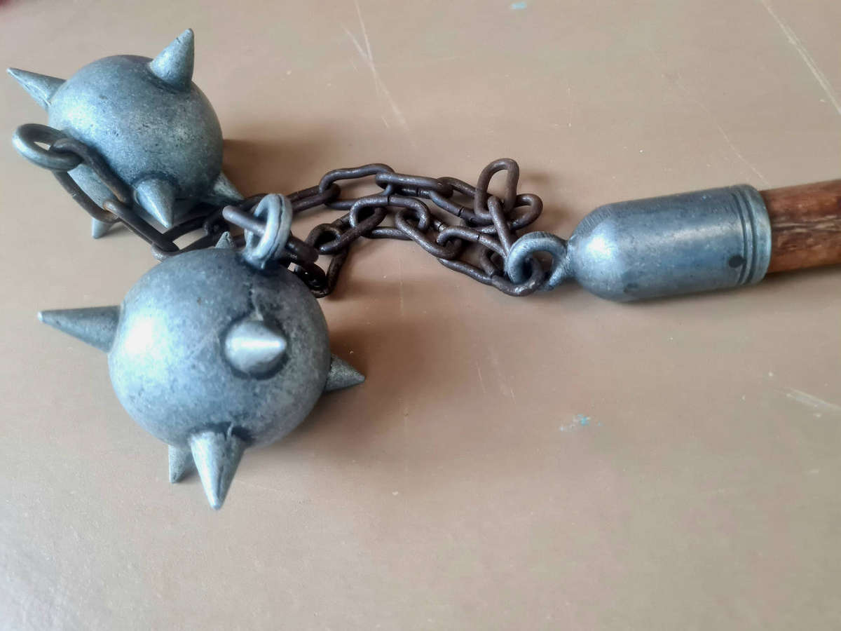 ANTIQUE Well-Preserved Twin-Ball Flail / Mace