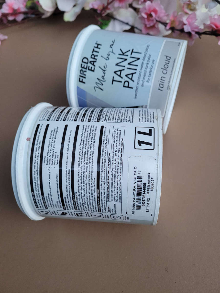 FIRED EARTH 1L Quality Weather-Resistant Metal/Plastic Tank Paint (Bid Per Piece-To Take Both)