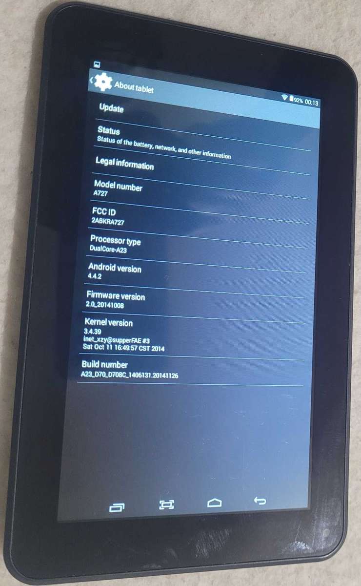 7" Clean-Used AZPEN WIFI TABLET (A727)