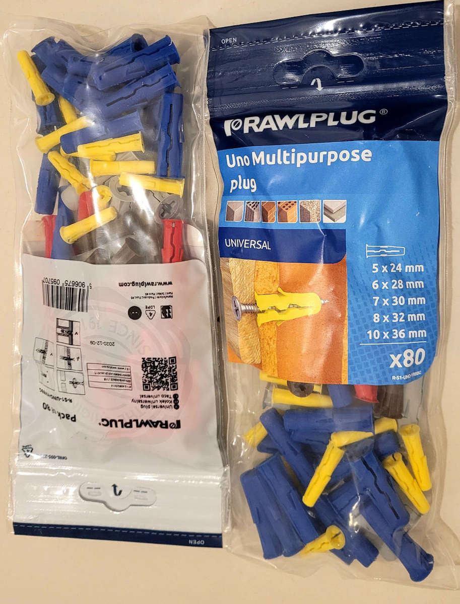 PRAWLPLUG  Uno Multipurpose 80 Plugs-Pack. Bid Per Pack - (To Take ALL 5 Packs)