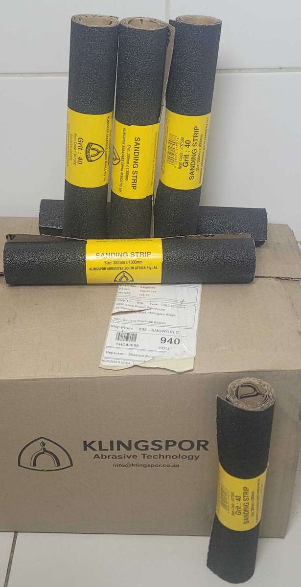 Quality (1m x 30cm) KLINGSPOR 40 Grit  Abrasive Sanding Paper (Per Piece -To Take All 10)