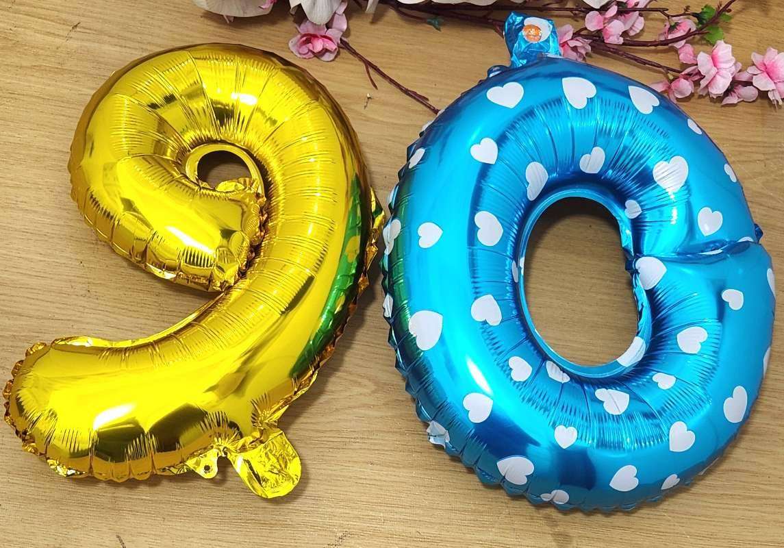 Assorted... Foil-Film Alpha-numeric SELF-SEALING Deco/Party Balloons. Bid Per Piece-To Take All 89x)