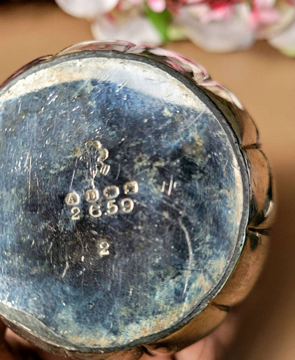 RARE... Old HALL-MARKED Silver-Plated Mini Vase. (Please see Pics Of Maker`s Marks on item Base)