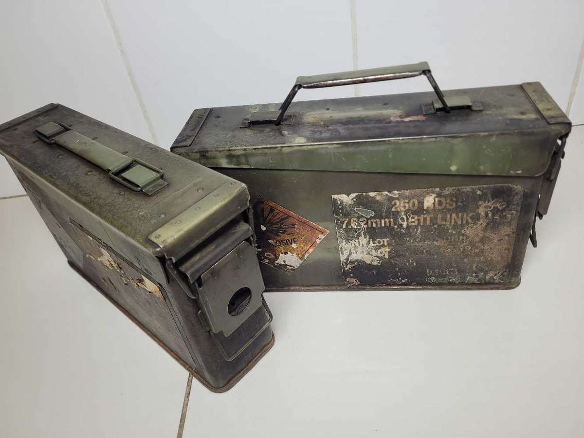 250 Rounds, 7.62mm Vintage Military Ammunition Box Bundle (Bid Per Lot)