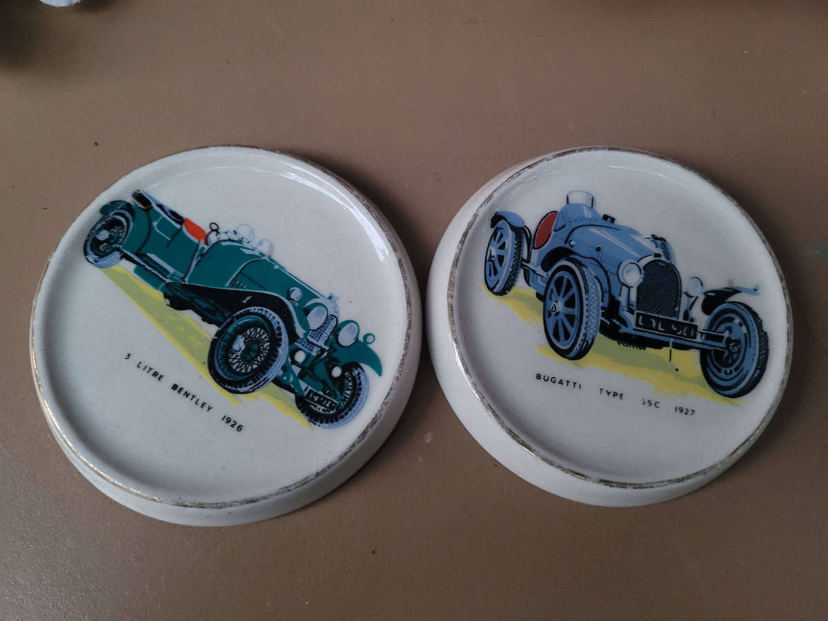 Vintage Collector Car-Themed Ceramic Coasters & More-As Pictured. (Bid Per Lot)