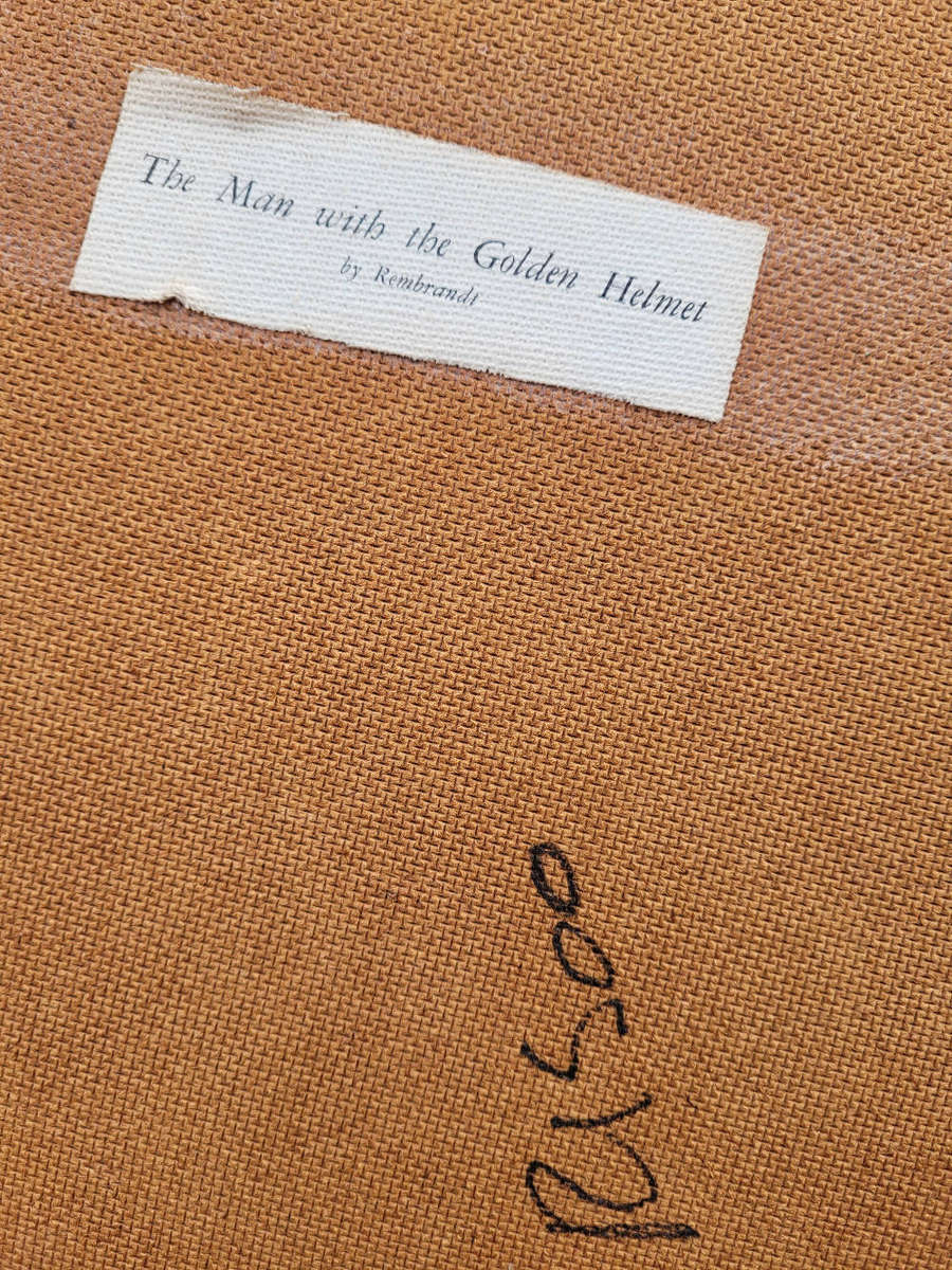 (REMBRANDT) Oil-On-Canvas Painting-Depicting A Golden-Helmet Man (29.5x24)cm