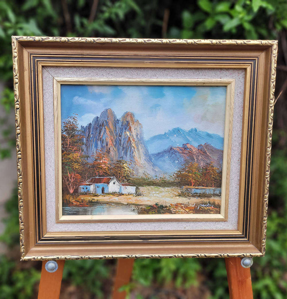 J PARKER SIGNED Old Thick-Oil Painting-As Pictured (29.5x24)cm