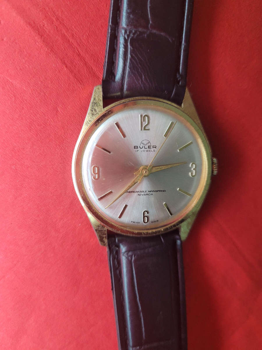 BULER NIVAROX (1262) 17 Jewels Hand-Wound Anti-Magnetic Diamond-Tooled Wrist Watch. WORKING...