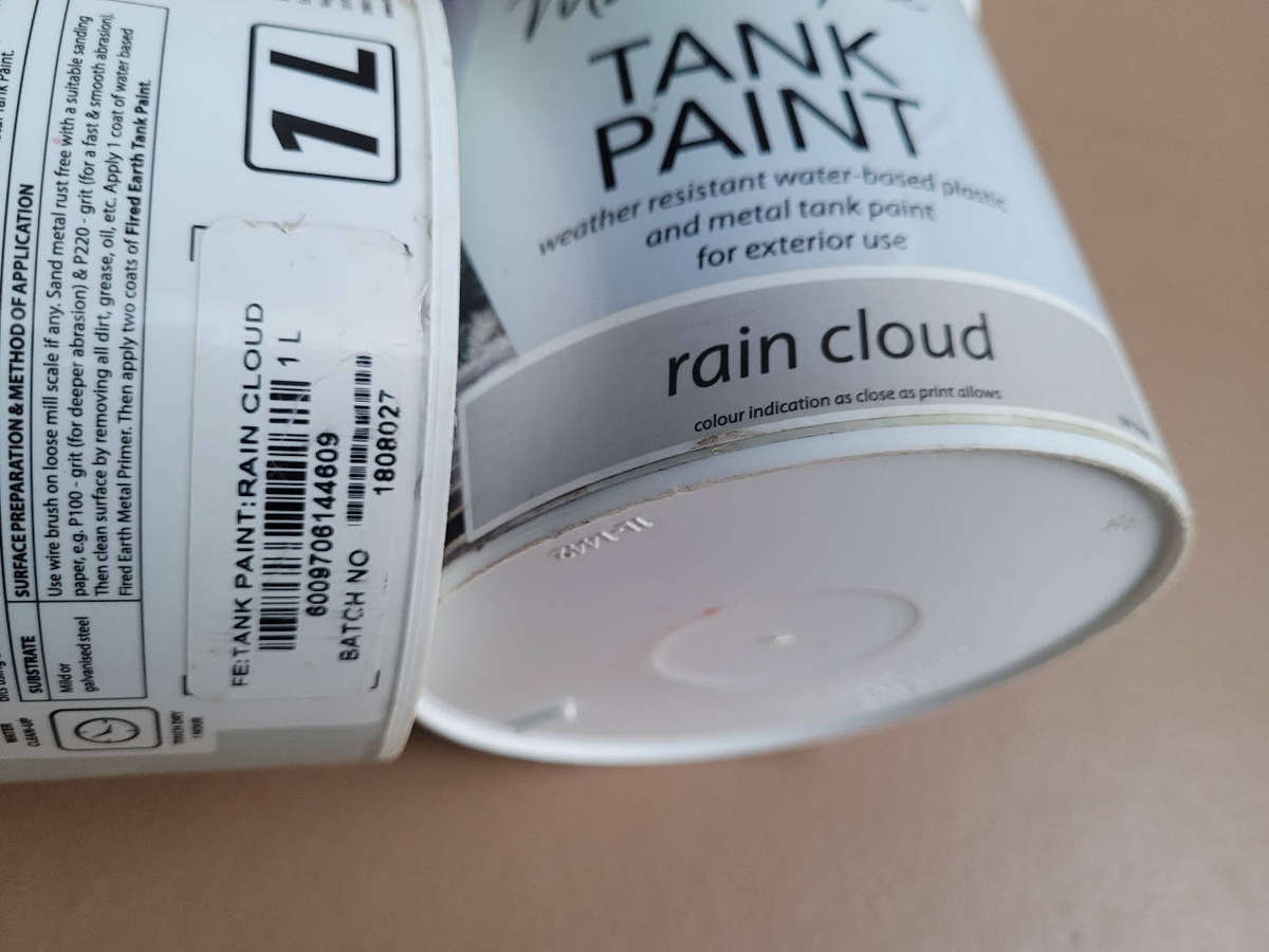 FIRED EARTH 1L Quality Weather-Resistant Metal/Plastic Tank Paint (Bid Per Piece-To Take Both)
