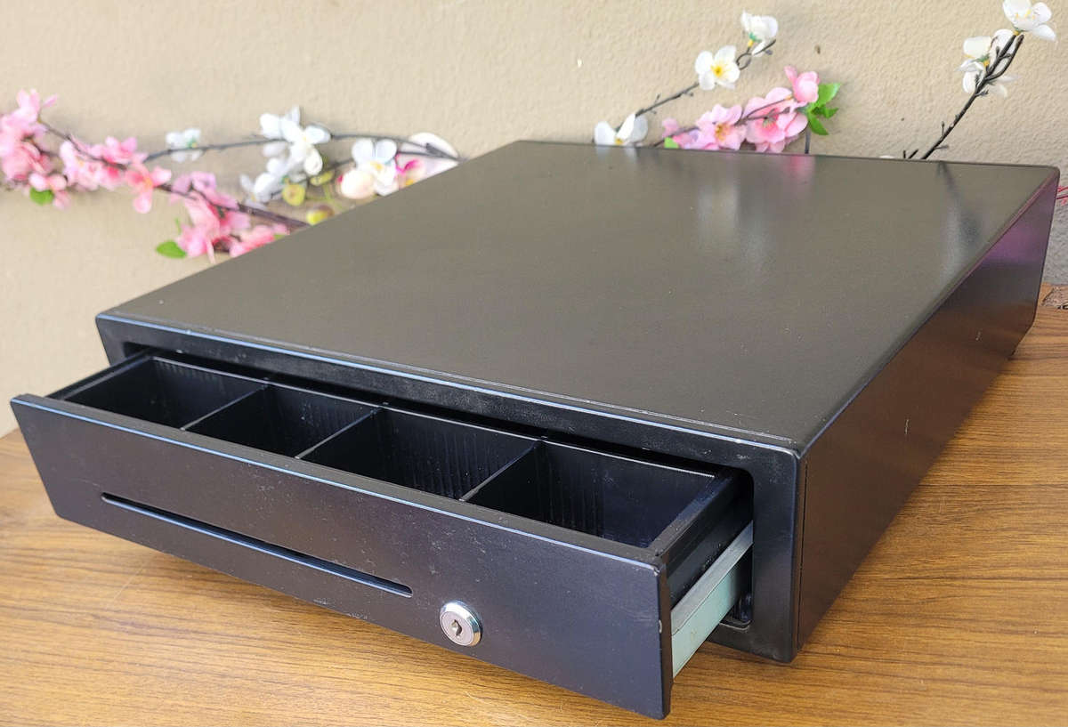 POS Cash Drawer. COM Cable Still Attached. (Unlocked-No Keys).