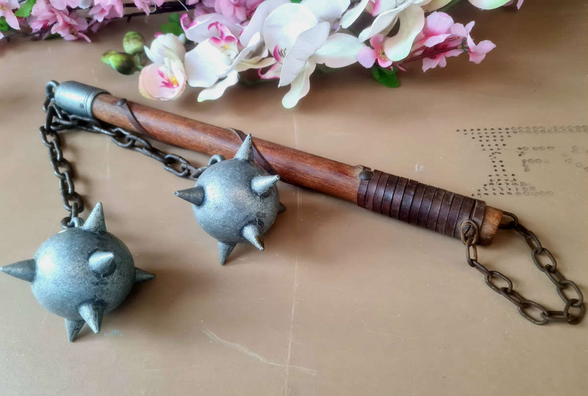 ANTIQUE Well-Preserved Twin-Ball Flail / Mace