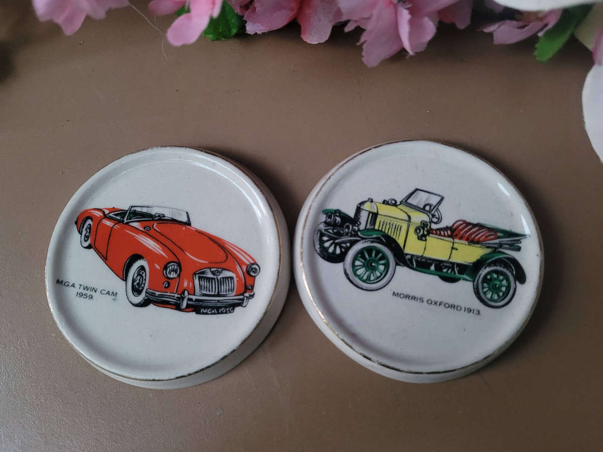 Vintage Collector Car-Themed Ceramic Coasters & More-As Pictured. (Bid Per Lot)