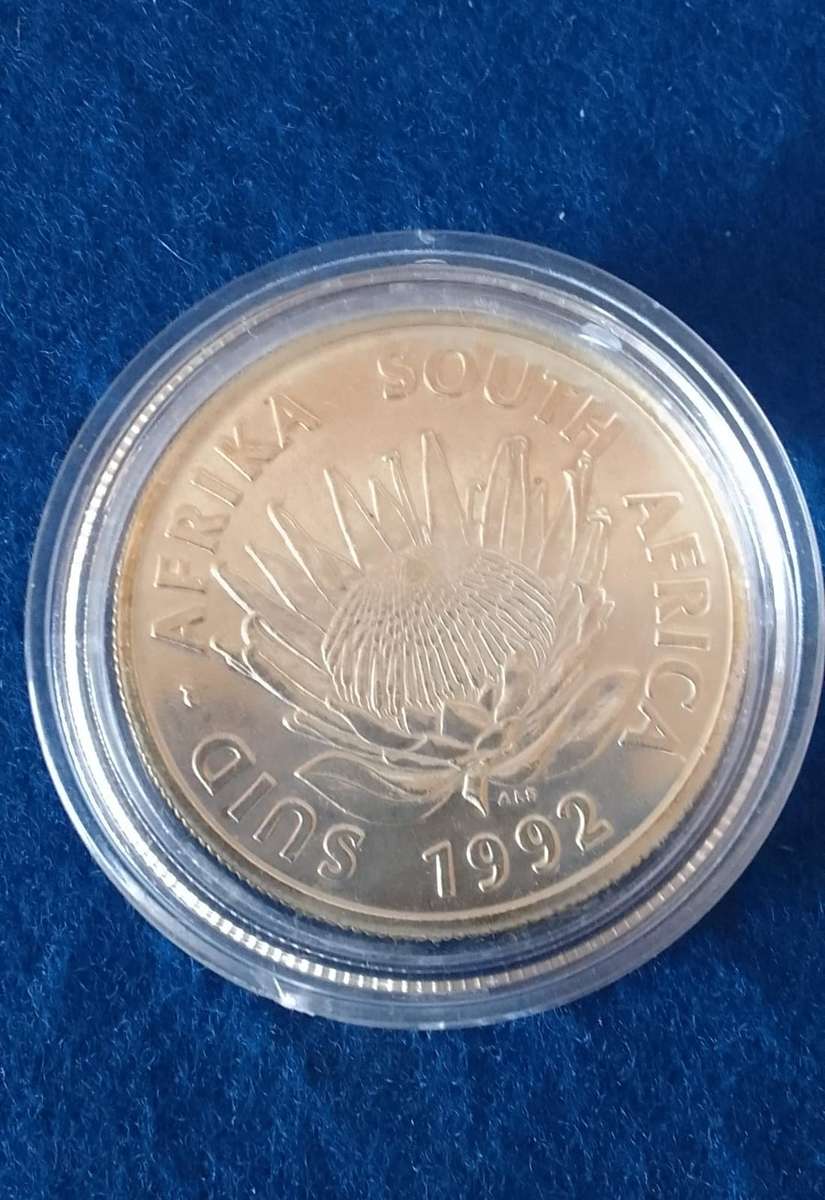 1992 SILVER PROTEA R1  COINAGE PROOF COIN IN CAPSULE