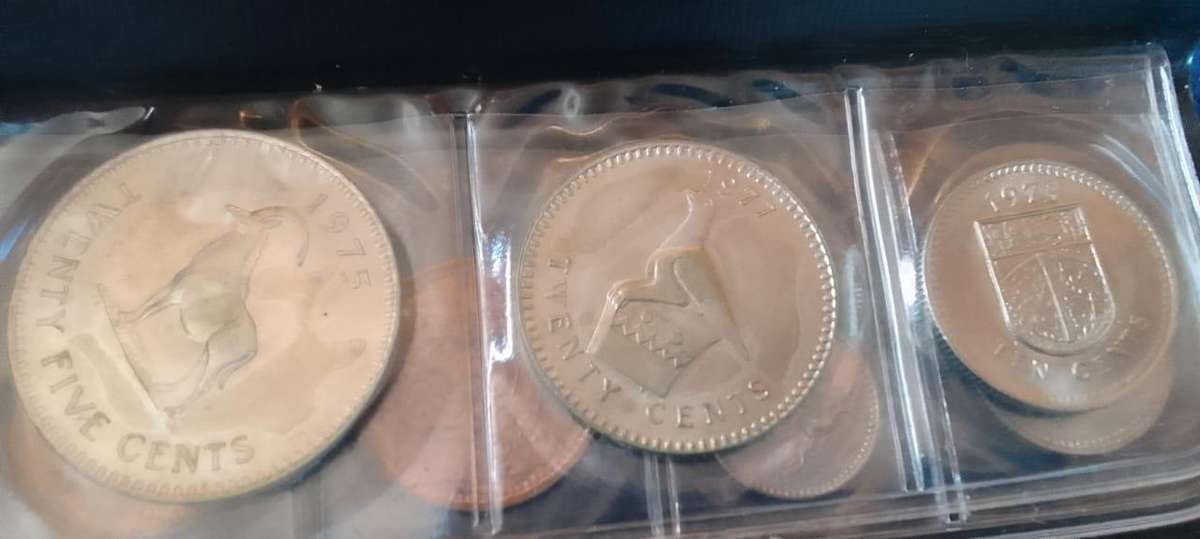 COINS OF RHODESIA SET - IN LEATHER POUCH - 1970`S