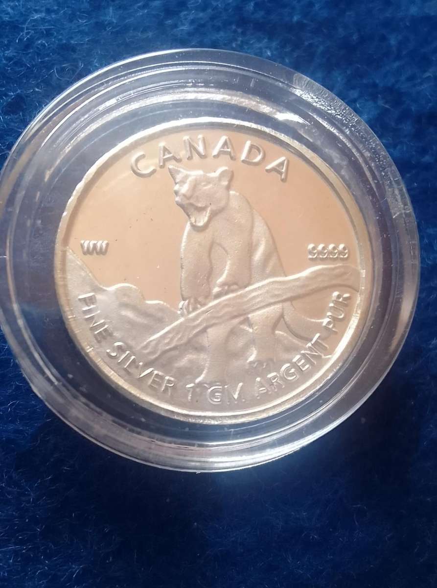 Canada Puma Fine Silver 5 Dollars One Gram Coin in Capsule - Silver Tickey