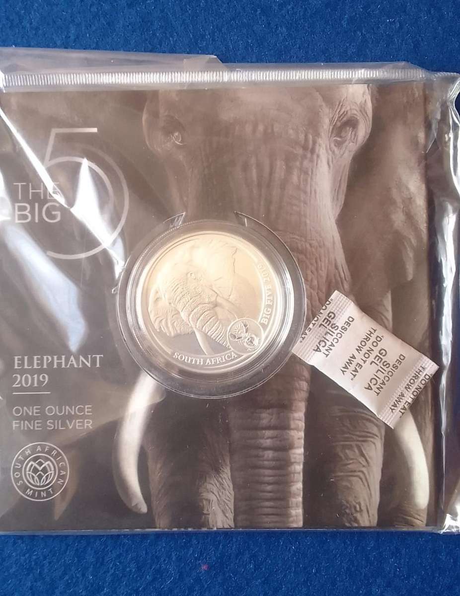 SILVER SPECIAL - LOW START!  2019 BIG FIVE ELEPHANT COIN - IN SEAL BLISTER PACK -