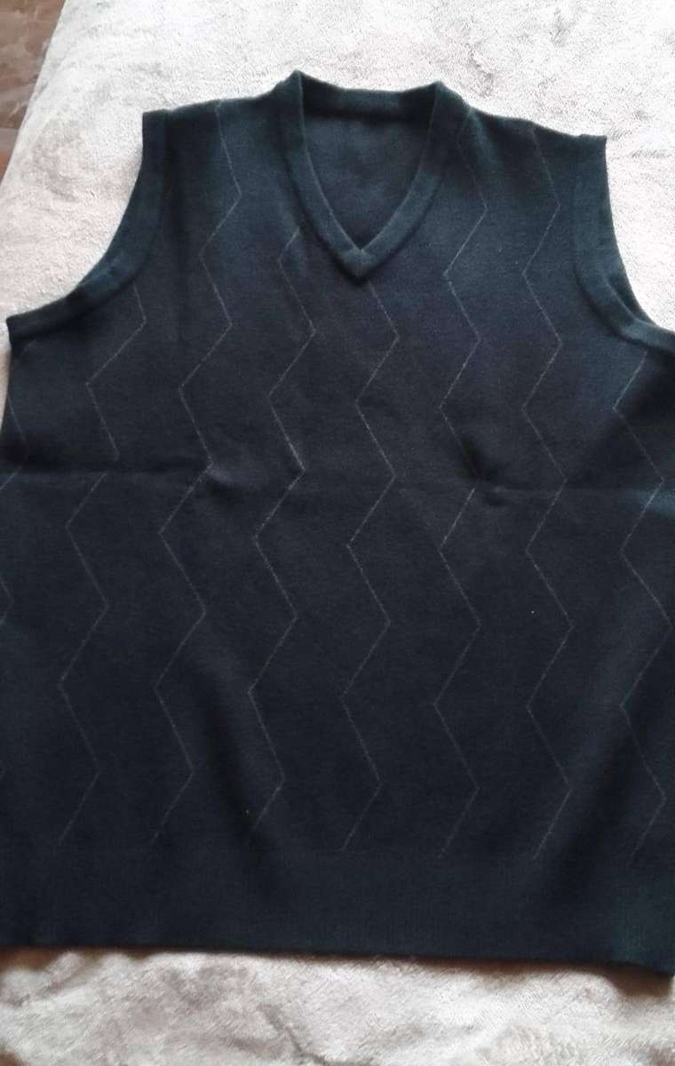 Knitted Pullover  Navy  Mens - v-neck - sleeveless