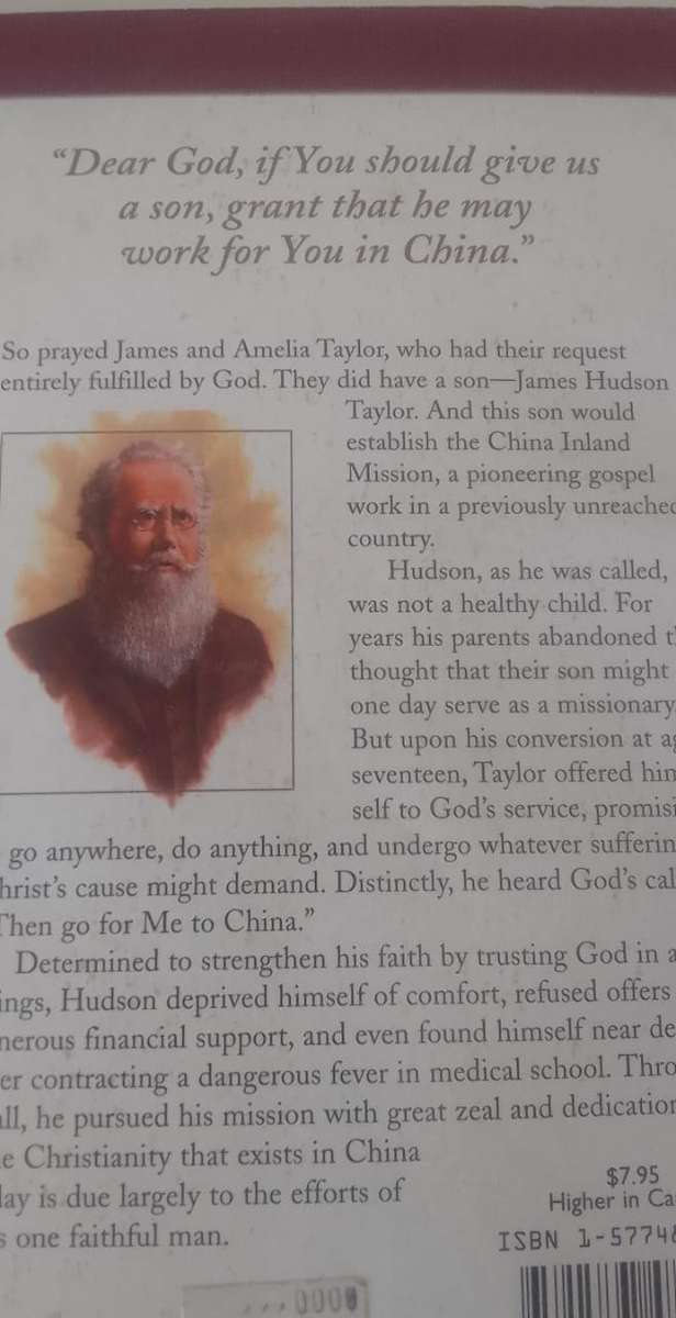 Book: Hudson Taylor - Founder, China inland mission - Heroes of the Faith collection