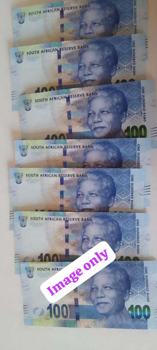 RSA ONE HUNDRED RAND NOTES - SEQUENCED **7 notes**CRISPY NOTES**UNC - L KGANYAGO