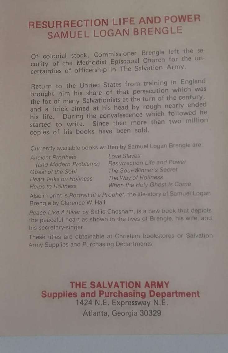 Book: Resurrection life and Power - Samuel Brengle