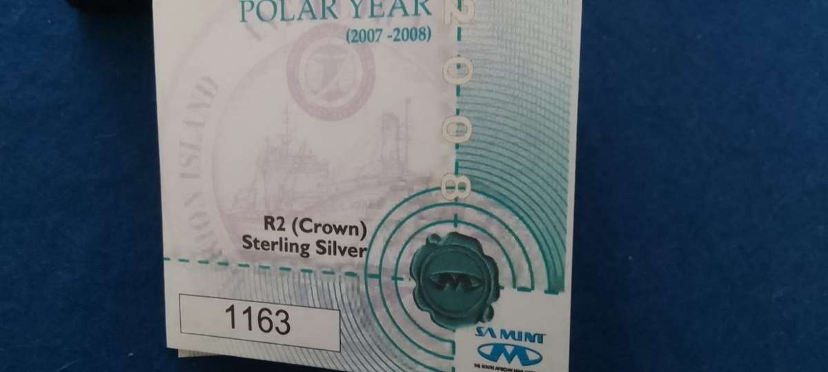 2008  SILVER R2 POLAR YEAR PROOF COIN IN SA MINT BOX + CERT