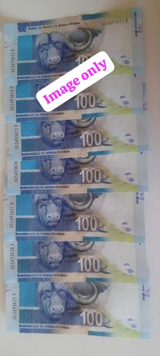 RSA ONE HUNDRED RAND NOTES - SEQUENCED **7 notes**CRISPY NOTES**UNC - L KGANYAGO